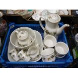 A quantity of Royal Worcester 'Larchmont' china including tea for two teapot and jug, egg cups,