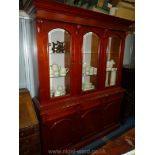 A red Mahogany finished display Cabinet over Cupboard,