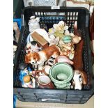 A quantity of small china including Dachshund, Goebel style figure, Dartmouth vase, pin dishes,