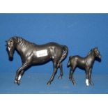 A Beswick Black Beauty and foal in matt.