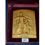 An uncommon presentation cased ormolu or gold finished plaque "PAX - SOC.