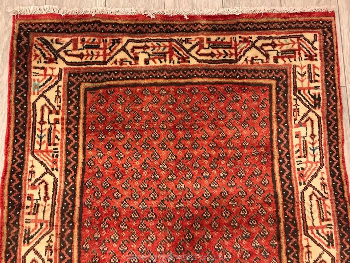 A hand-made red Bijar Runner, - Image 2 of 2