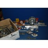 A quantity of British car Badges including Austin Morris Speedometer, etc.