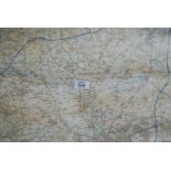 A large Ordnance Survey map of Glos/Hereford on linen.