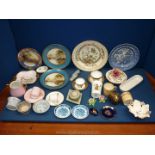 A quantity of china including cabinet cups and saucers, flower encrusted shoes,