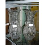 A pair of cut glass Vases, 12 1/2'' tall,