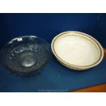 A large china bowl and a large glass Bedroomware bowl.
