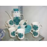 A Studio white ground Coffee set with turquoise geometric pattern