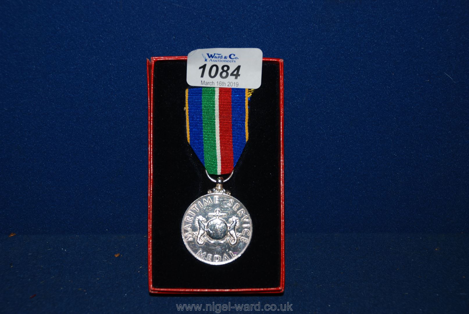 A boxed 'Maritime service medal', silver hallmarked, details engraved on reverse.