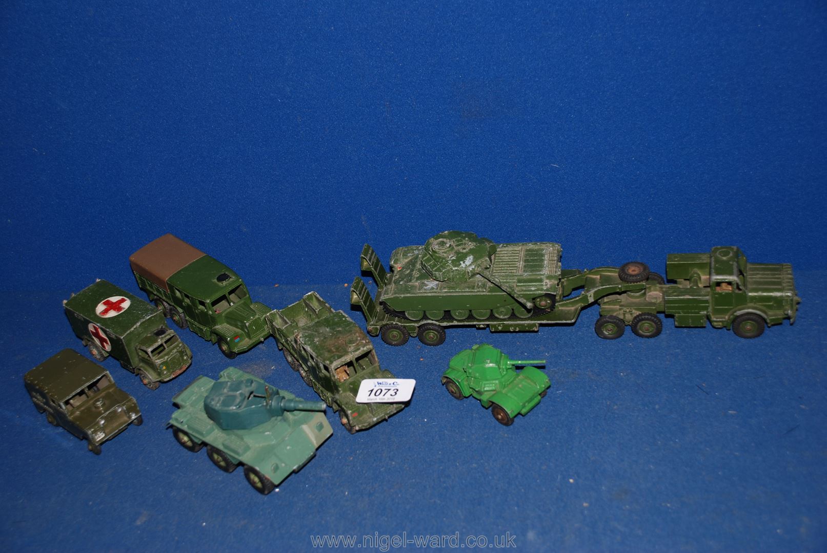 Eight Dinky Meccano military vehicles.