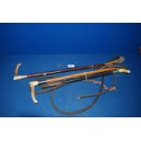 A carriage whip with horn handle,