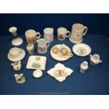 A box of souvenir and commemorative china including Goss, Aynsley,