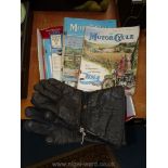 A pair of motorcycle Gloves and eight 1950's The Motorcycle magazines