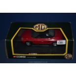 A Corgi MGF model car, in original box, 1:18 scale mode in red with black interior and black hood,