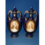 A pair of Royal Vienna lidded Vases by Ernest Wahliss (1860-1880),