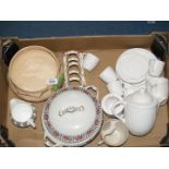 A Burleighware vegetable dish and lid, Wade Bramble bowl, part Portuguese coffee tea set, cups,
