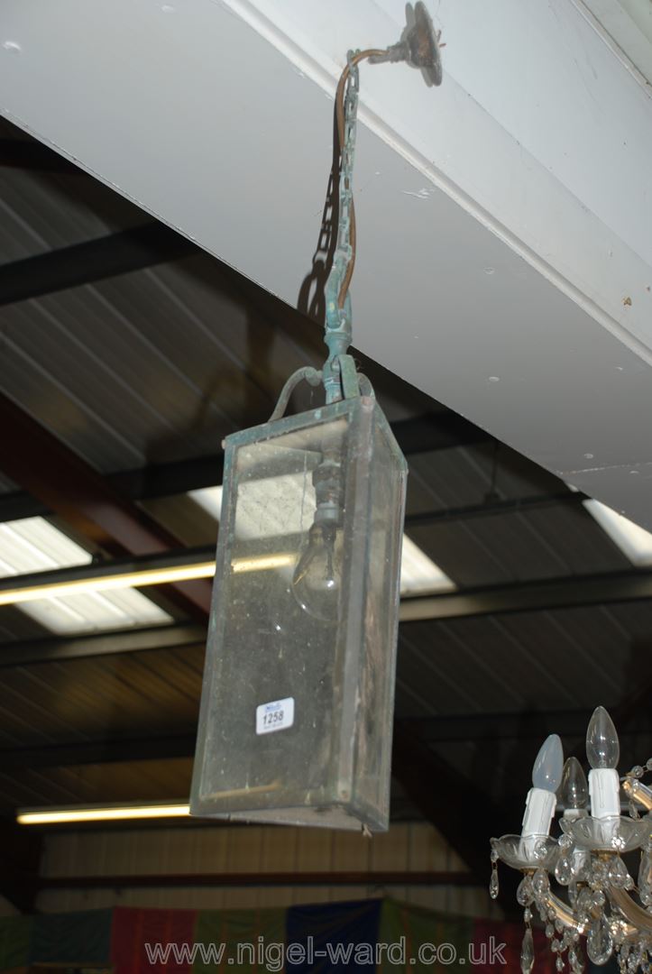 A triangular shaped Brass framed and glazed Hall Lantern, - Image 2 of 2