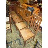A set of six solid seated Oak arts and crafts design Chairs,