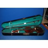 A 'The Maidstone' Violin in coffin shaped case with key.