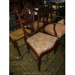 A shield back rest Mahogany Dining Chair with fretworked splat and moulded tapering square front