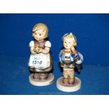 Two Hummel figures - 'Home from Market' and 'For Mother'.