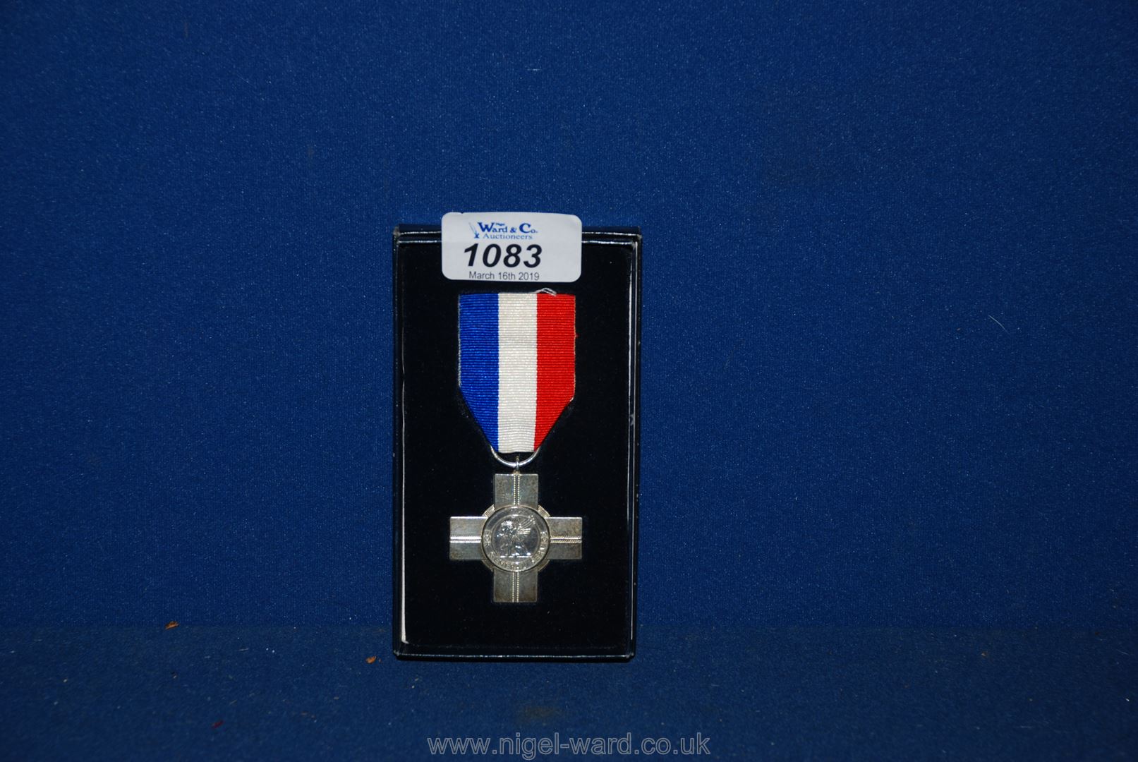 A boxed ' General service cross', silver hallmarked, details engraved on reverse.