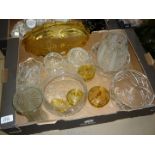 A quantity of cut glass to include; Webb Corbett dressing table sets, trifle dishes,