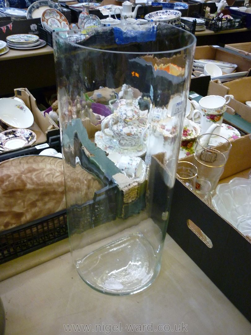 An old D-shaped flower Vase, 20" x 8" with 'rippled old glass' (ideal for lilies etc. - Image 2 of 2