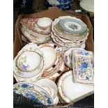 A box of miscellaneous china to include; Alfred Meakin fruit bowl and dishes,