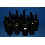 Thirteen old Wine Bottles, including two Henry Rickets 1821 three piece patent,