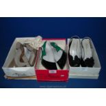 Three pairs of Italian designer shoes and bags