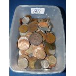 A quantity of foreign and English Colins including a 1797 cartwheel penny, etc.
