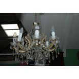 An eight branch crystal Chandelier
