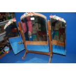 A three fold Dressing Table Mirror with Barbola decoration,