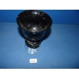 A Maltese art glass goblet with large knop. 8" tall.