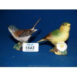 Two Beswick birds; a greenfinch and a whitethroat.