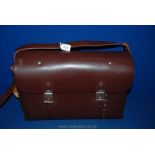 A railway engine driver's large heavy duty leather satchel, unused.