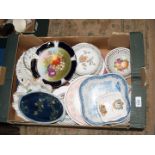 A quantity of plates including ribbon plates, souvenir plates, etc.