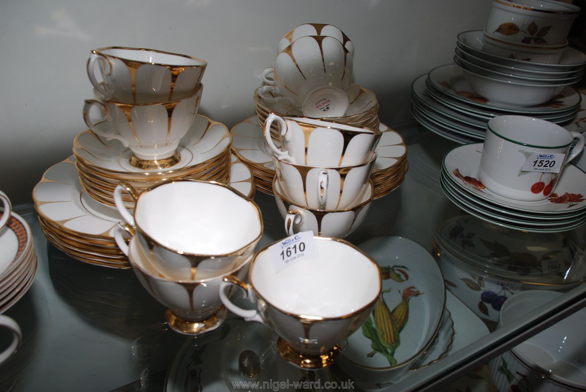 A Royal Vale part tea set, twelve each tea plates and saucers and ten cups, (incomplete).