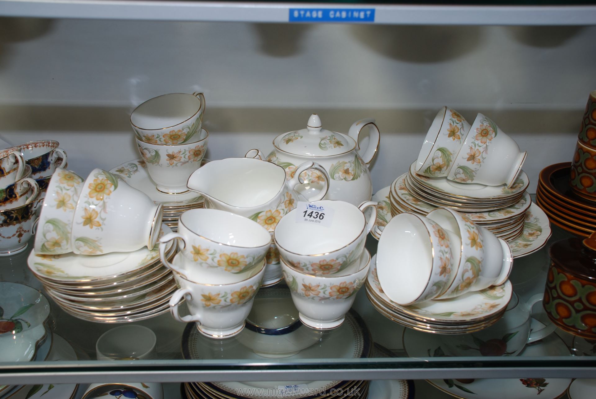 A Duchess Greensleeves Teaset comprising teapot, twelve cups, saucers and plates.
