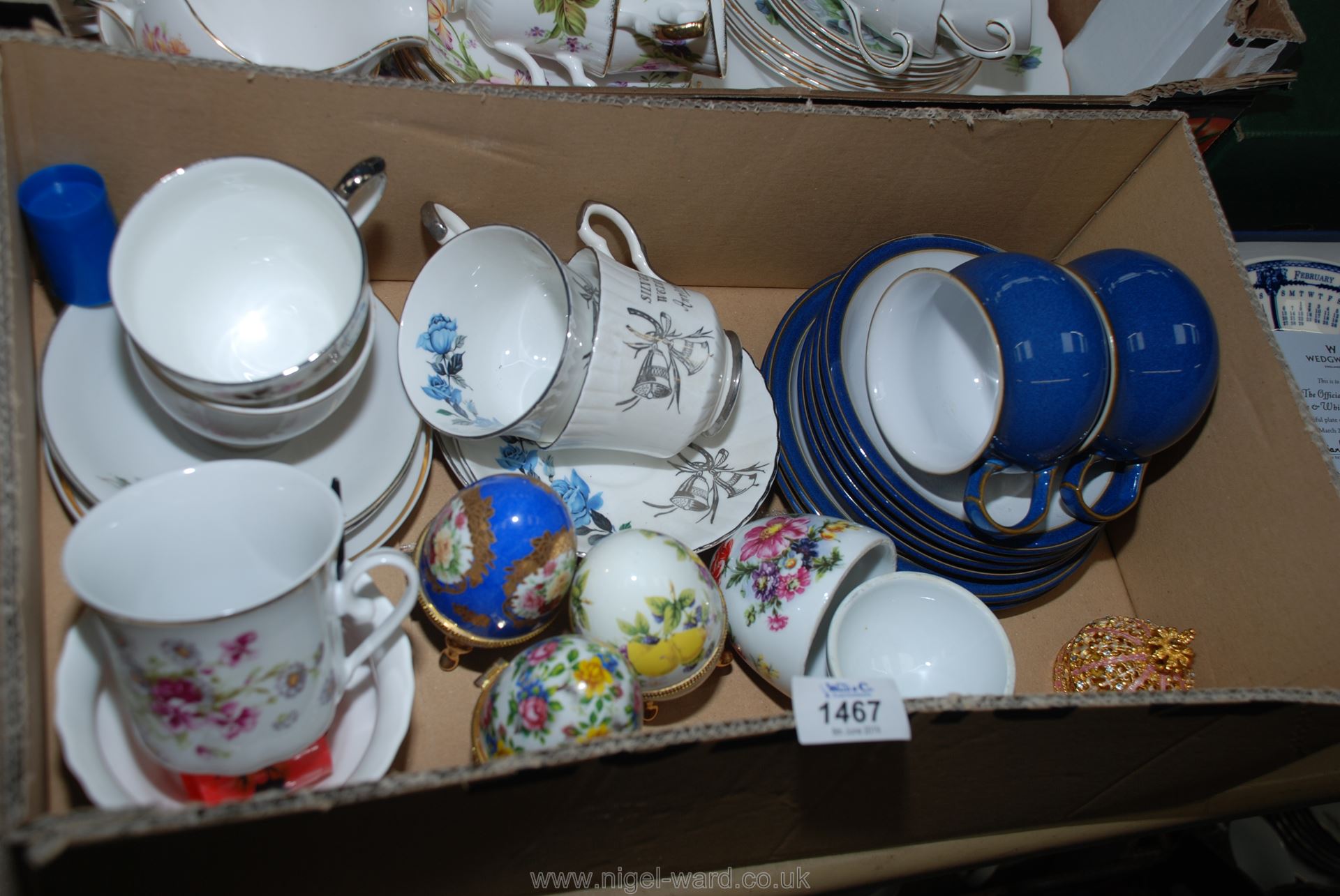 Blue Denby cups and saucers,