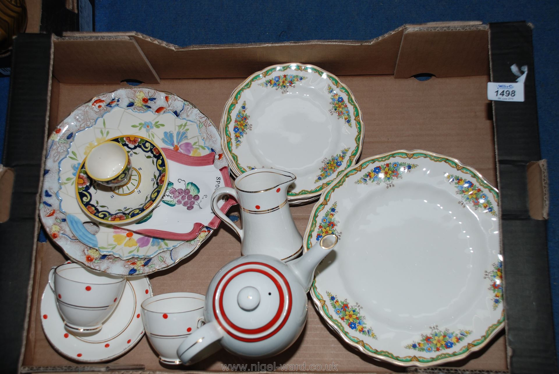 A quantity of china including plates, coffee pot, cups and saucers, Johnson Bros. old Chelsea, etc.