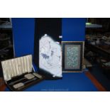 A boxed petit point dressing table set,