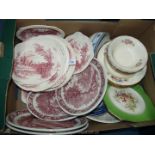 A quantity of china including Johnson Bros 'Haddon Hall', Spode dish, etc.