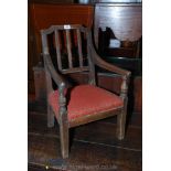 A most appealing child's/miniature Georgian Carver Chair having peg-joyned frame,