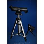 An Optus 20-60x Spotting Scope with quick release Tripod together with an unbranded mini Spotting