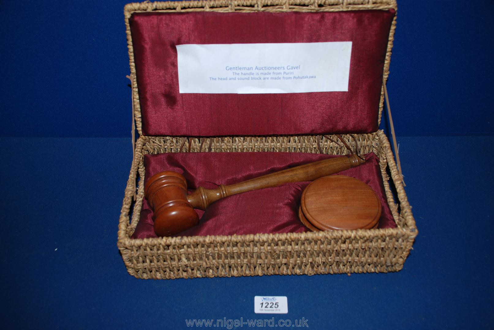 An Auctioneers Gavel, made of wood from New Zealand.