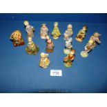 A quantity of large Wade Whimsy nursery rhyme figures including Humpty Dumpty, Little Miss Muffet,