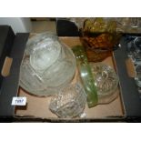 A seven piece dessert glass set together with box of miscellaneous glass items,