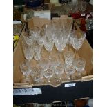 A quantity of cut glass wine glasses including Royal Brierley, Royal Doulton, whisky tumblers,